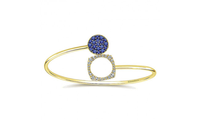 14k Yellow Gold Emanuel Diamonds And Sapphire Bangle Bracelet
