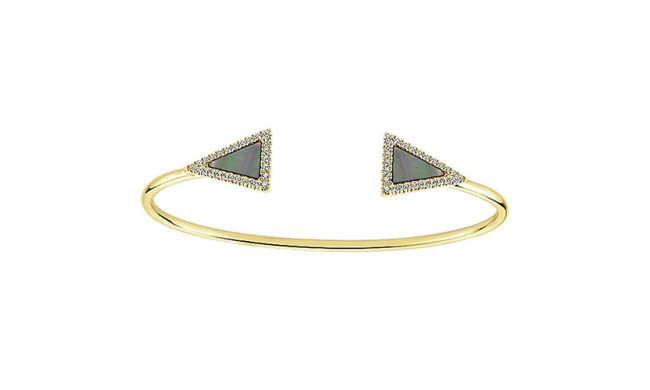 14k Yellow Gold Emanuel Diamonds Mother of Pearl and Diamond Bangle Bracelet
