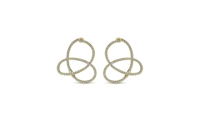 14k Yellow Gold Emanuel Diamonds Intricate Diamond Hoop Earrings