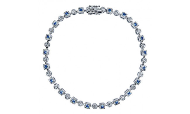 14k White Gold Emanuel Diamonds And Sapphire Tennis Bracelet