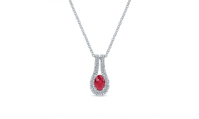 14k White Gold Emanuel Diamonds And Ruby Fashion Necklace