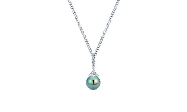 14k White Gold Emanuel Diamonds & Pearl Fashion Necklace