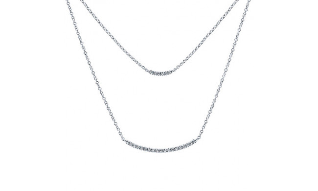 14k White Gold  Diamonds Indulgence Double Bar Necklace