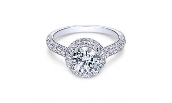 14k White Gold Round Halo Engagement Ring