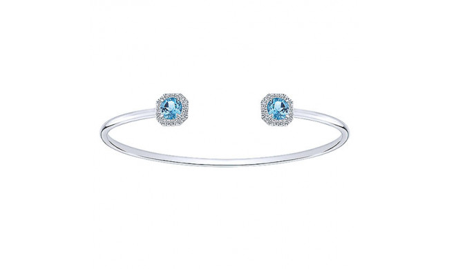 14k White Gold Emanuel Diamonds Swiss Blue Topaz Bangle Bracelet