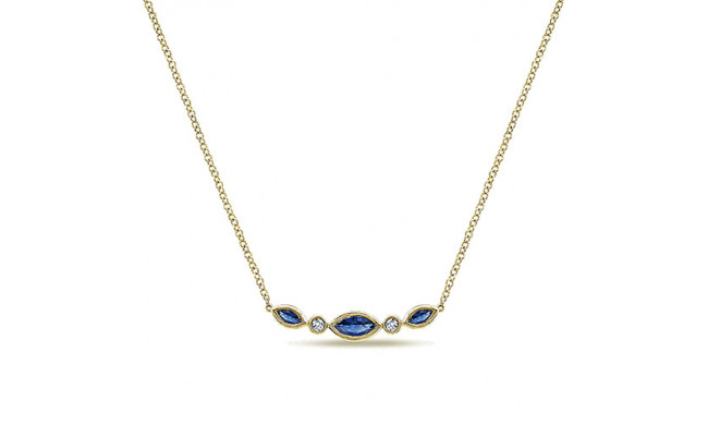 14k Yellow Gold Emanuel Diamonds and Sapphire Indulgence Bar Necklace