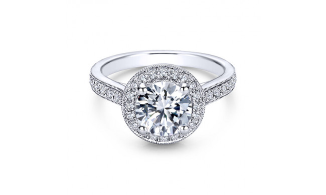 14k White Gold Round Halo Engagement Ring