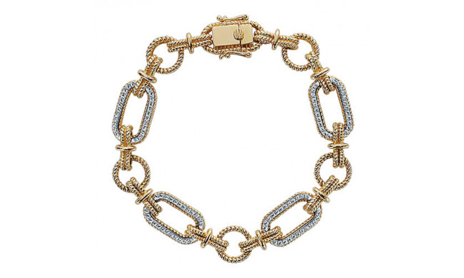 14k Yellow And White Gold Emanuel Diamonds Tennis Bracelet