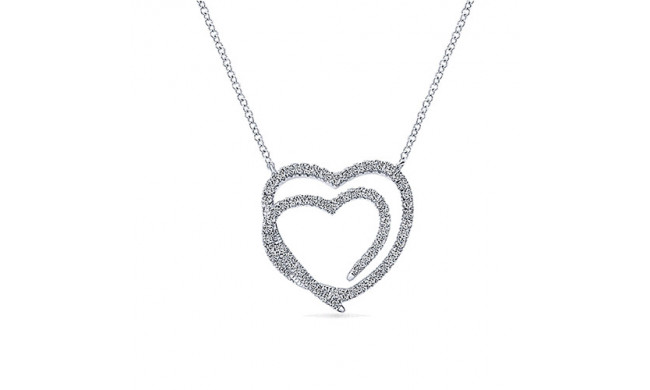 14k White Gold Emanuel Diamonds Eternal Love Diamond Heart Necklace