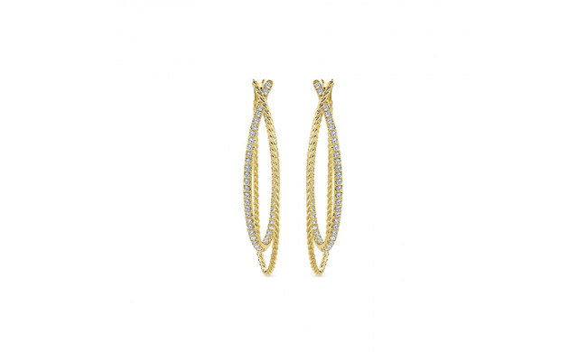 14k Yellow Gold Emanuel Diamonds Classic Diamond Hoop Earrings