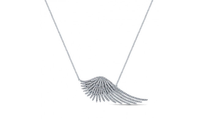 14k White Gold Emanuel Diamonds Indulgence Wing Bar Necklace