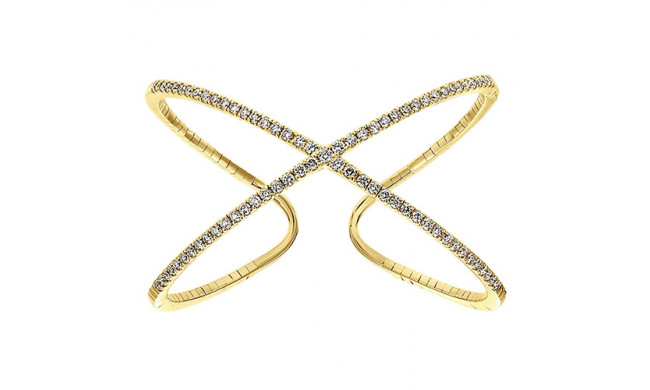 14k Yellow Gold Emanuel Diamonds Criss Cross Bangle Bracelet