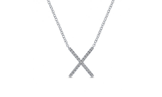 14k White Gold Emanuel Diamonds Indulgence Bar Necklace