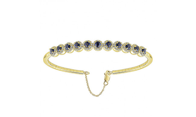 14k Yellow Gold Emanuel Diamonds Sapphire and Diamond Bangle Bracelet