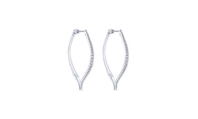 14k White Gold Emanuel Diamonds Classic Diamond Hoop Earrings