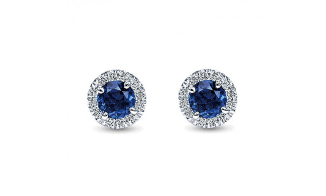 14k White Gold Emanuel Diamonds And Sapphire Stud Earrings
