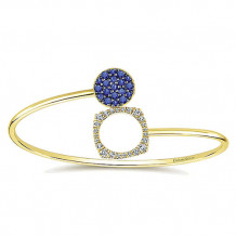 14k Yellow Gold Emanuel Diamonds And Sapphire Bangle Bracelet