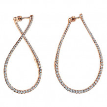 14k Rose Gold Emanuel Diamonds Intricate Diamond Hoop Earrings