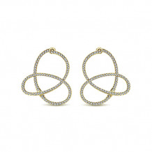 14k Yellow Gold Emanuel Diamonds Intricate Diamond Hoop Earrings