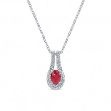 14k White Gold Emanuel Diamonds And Ruby Fashion Necklace