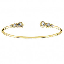 14k Yellow Gold Emanuel Diamonds 6 Stone Bangle Bracelet