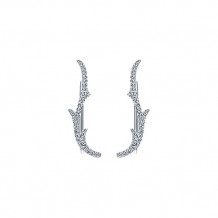 14k White Gold Emanuel Diamonds Nature Inspired Hoop Earrings