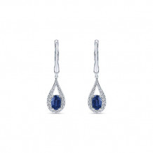 14k White Gold Emanuel Diamonds And Sapphire Drop Earrings