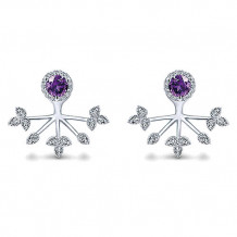 14k White Gold Emanuel Diamonds Amethyst Peek A Boo Earrings