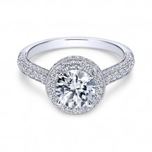 14k White Gold Round Halo Engagement Ring