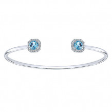 14k White Gold Emanuel Diamonds Swiss Blue Topaz Bangle Bracelet