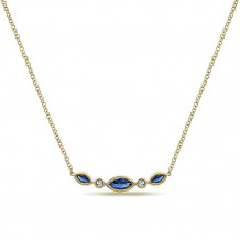 14k Yellow Gold Emanuel Diamonds and Sapphire Indulgence Bar Necklace