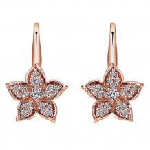 14k Rose Gold  Diamonds Floral Drop Earrings