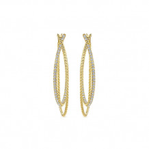 14k Yellow Gold Emanuel Diamonds Classic Diamond Hoop Earrings