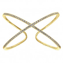 14k Yellow Gold Emanuel Diamonds Criss Cross Bangle Bracelet