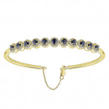 14k Yellow Gold Emanuel Diamonds Sapphire and Diamond Bangle Bracelet
