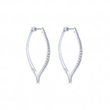 14k White Gold Emanuel Diamonds Classic Diamond Hoop Earrings