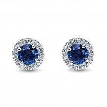 14k White Gold Emanuel Diamonds And Sapphire Stud Earrings