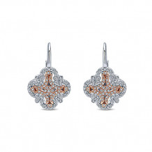 14k White & Rose Gold Emanuel Diamonds Drop Earrings