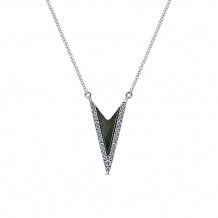 14k White Gold Emanuel Diamonds Black Mother Of Pearl Fashion Necklace